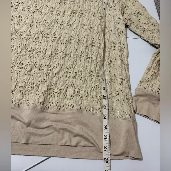CHICO's Beige Novelty Textured Open Knit Long Sleeve Top Womens 1 Medium - Picture 8 of 10